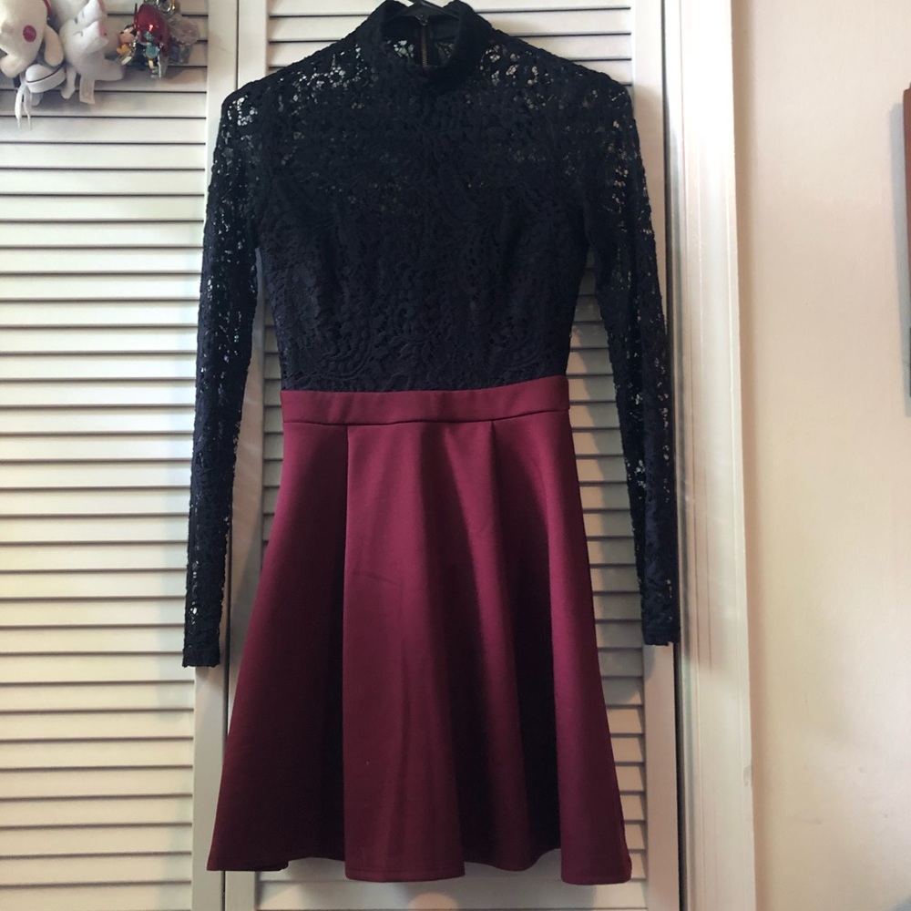 Cute half lace maroon dress- B. Darlin from Macys!
